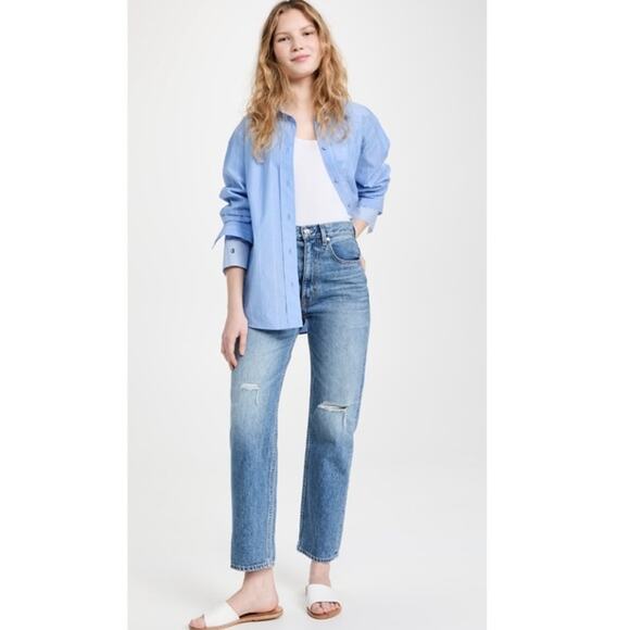 SLVRLAKE Dakota Jeans Road To Nowhere Medium Wash Straight Leg High Rise 29 - Picture 2 of 15